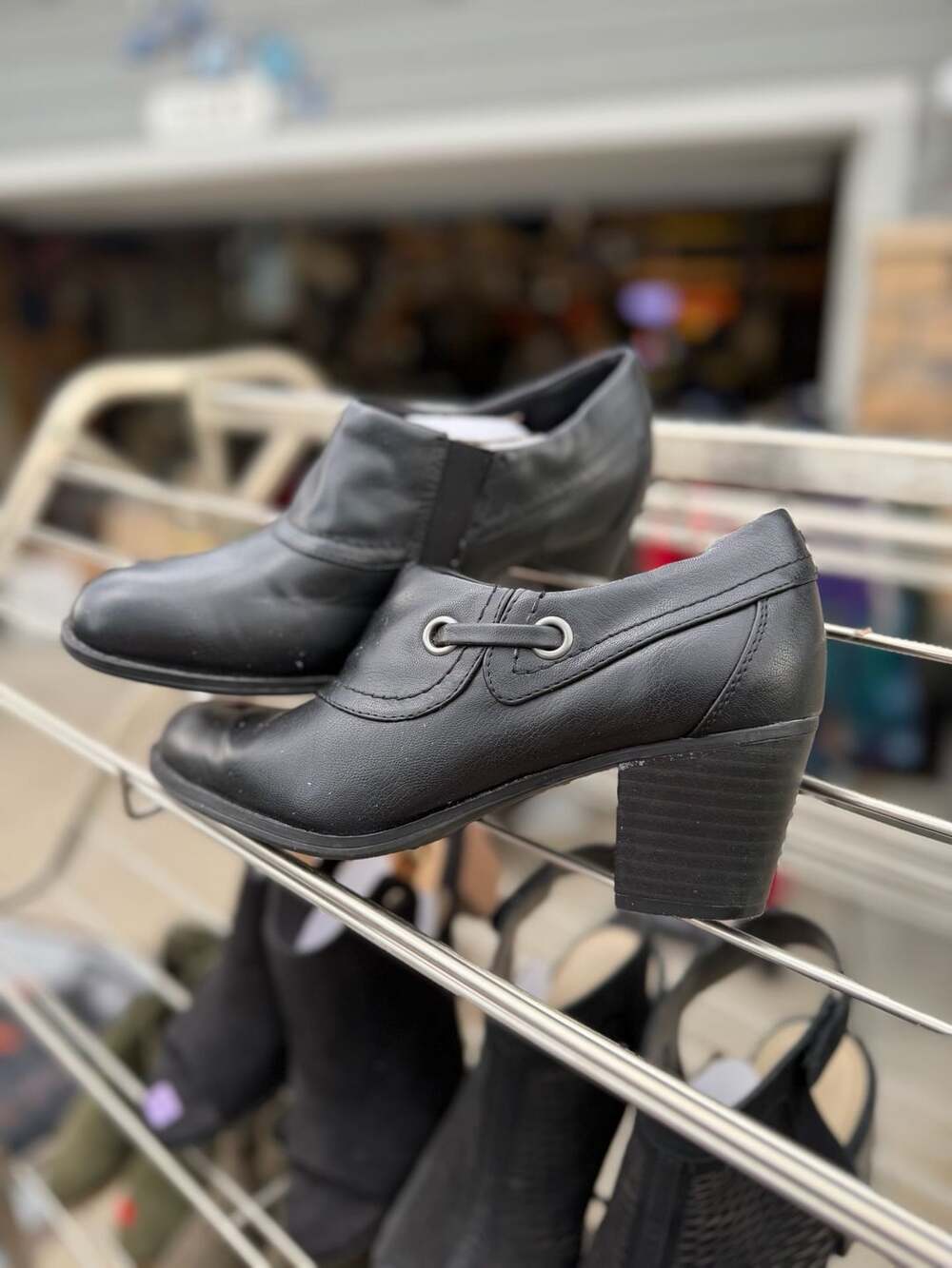 BareTraps Jalen Black Slip-On Ankle Booties Block Heel